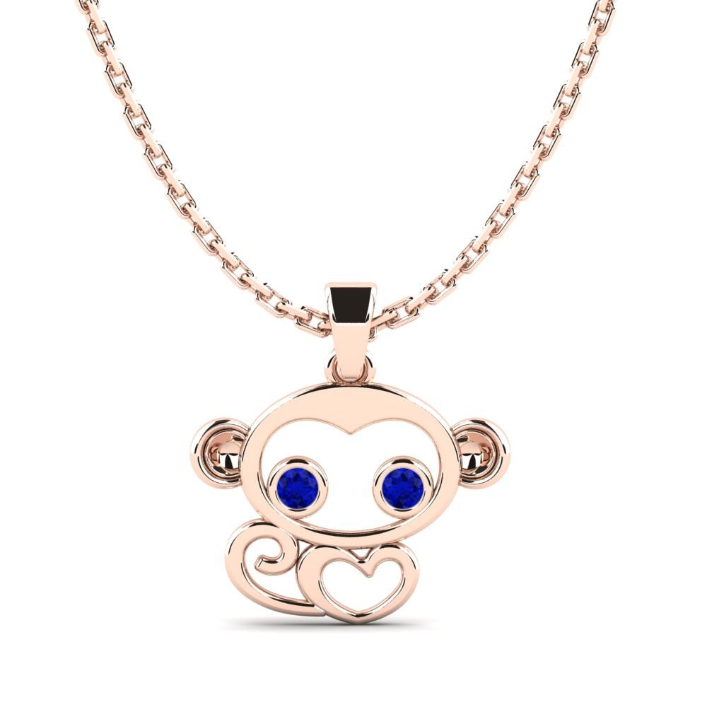 14k Oro Rosa Zafiro Colgante para Niño Jivaro
