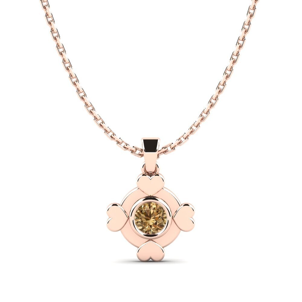 Heart Brown Diamond 14ct Rose Gold Necklaces