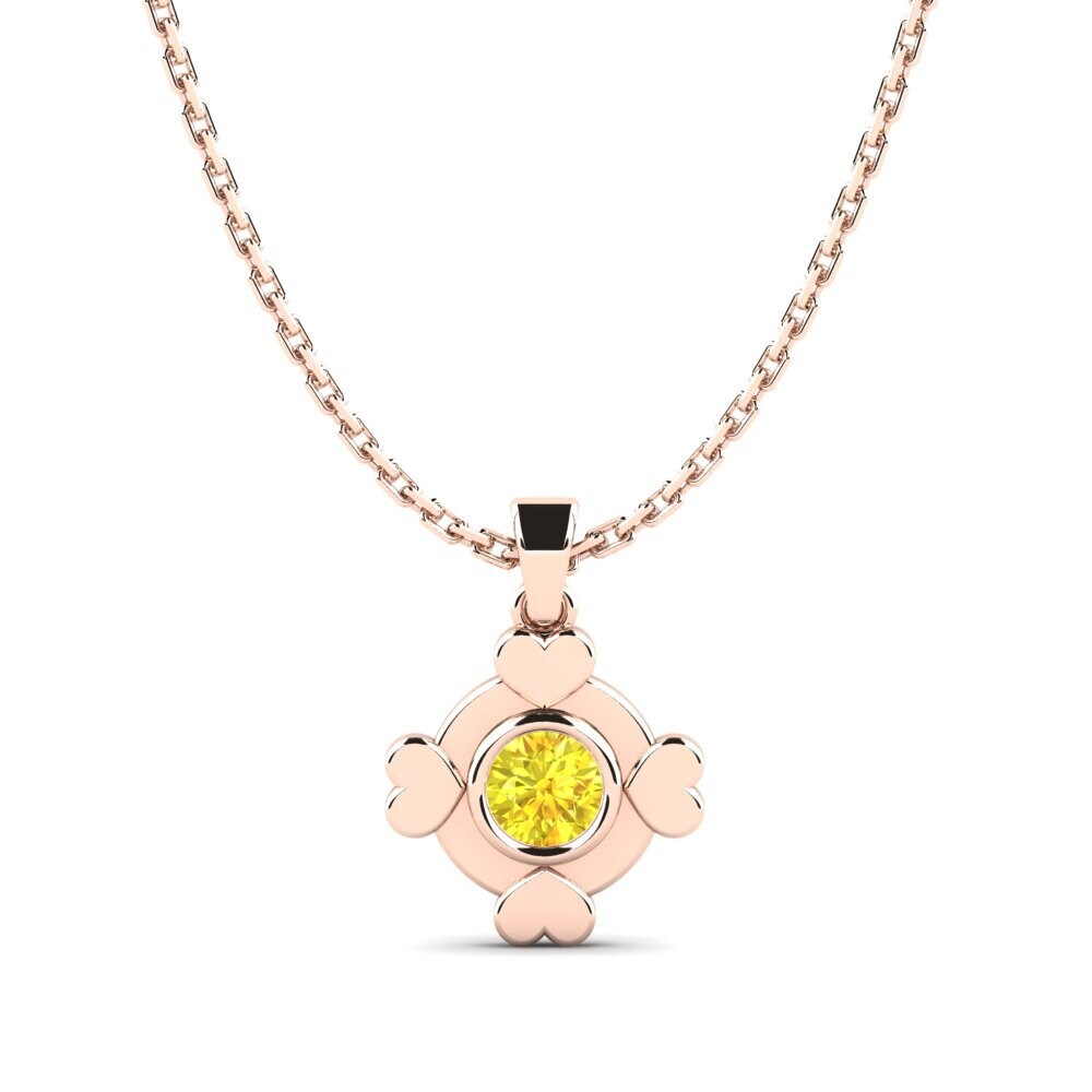 14k Oro Rosa Zafiro amarillo Colgante para Niño Profiten