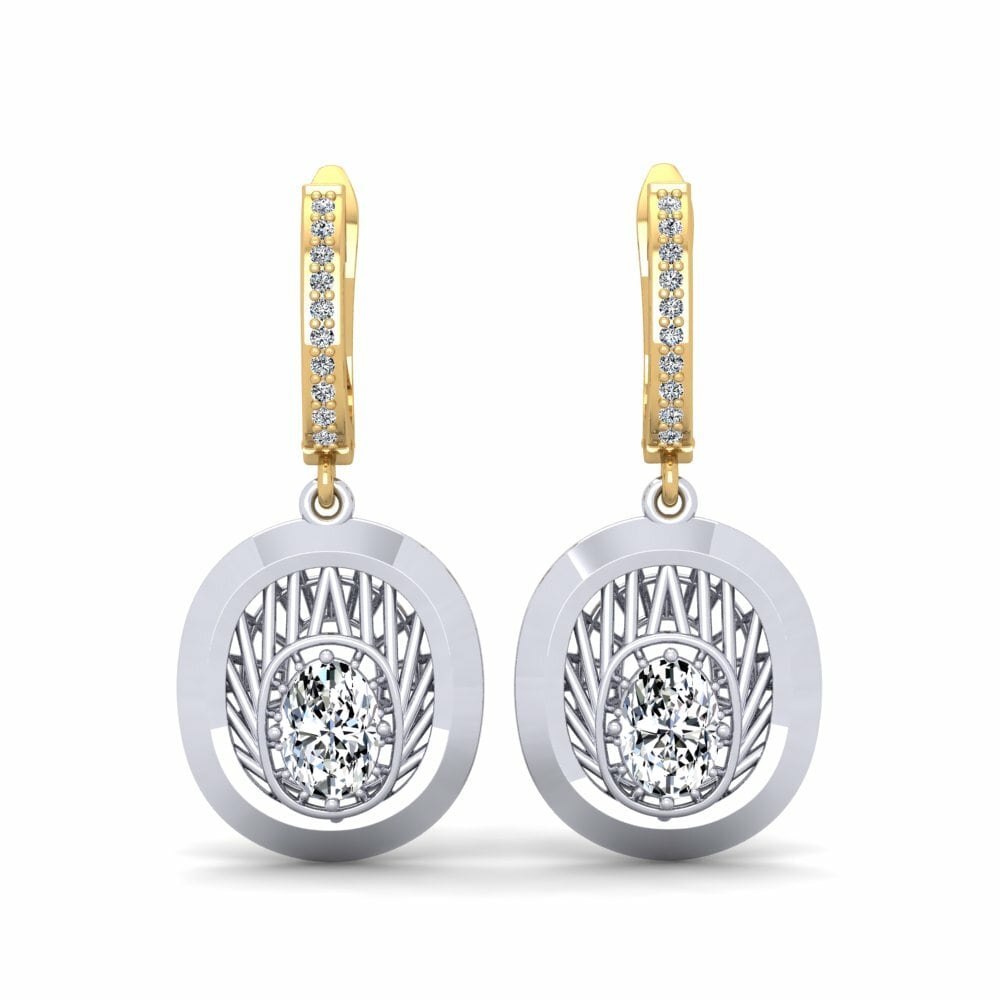 14k Oro Amarillo & Blanco Pendiente de mujer Detail