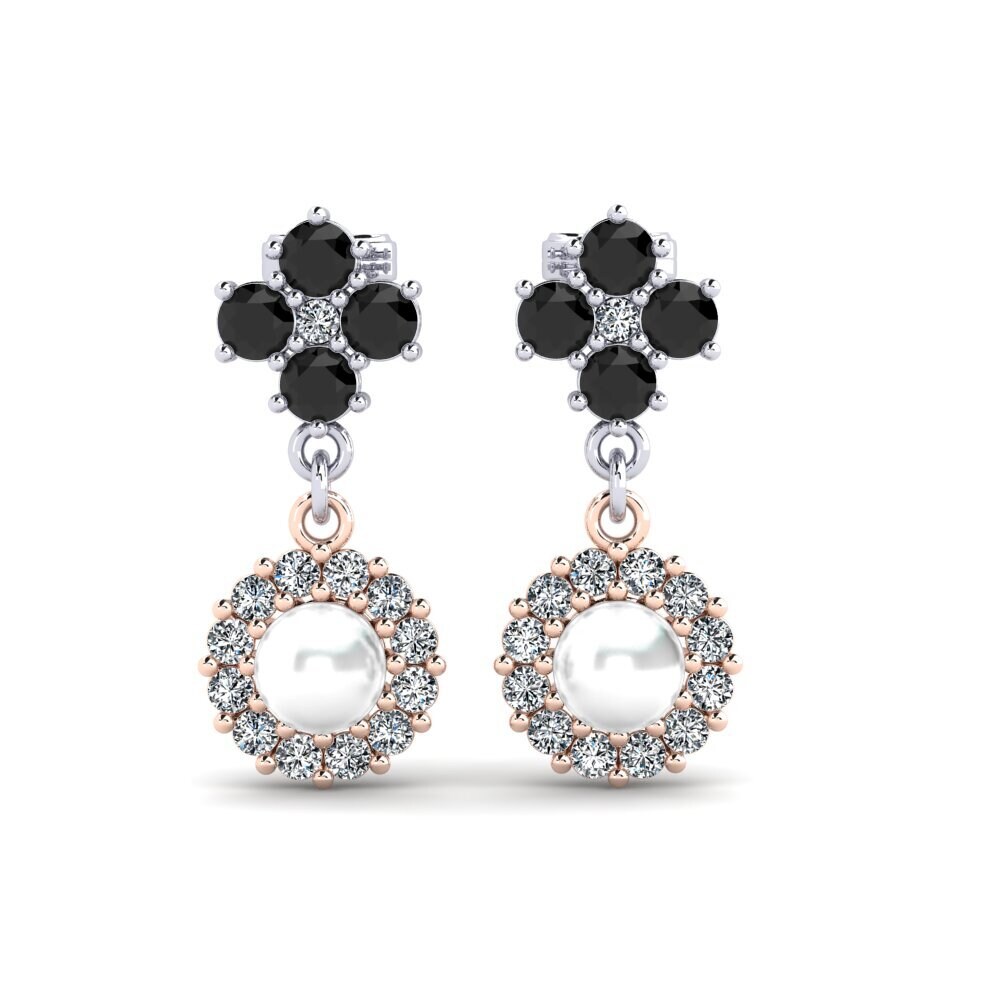 14ct White & Rose Gold Black Onyx Women's Earring Exilian