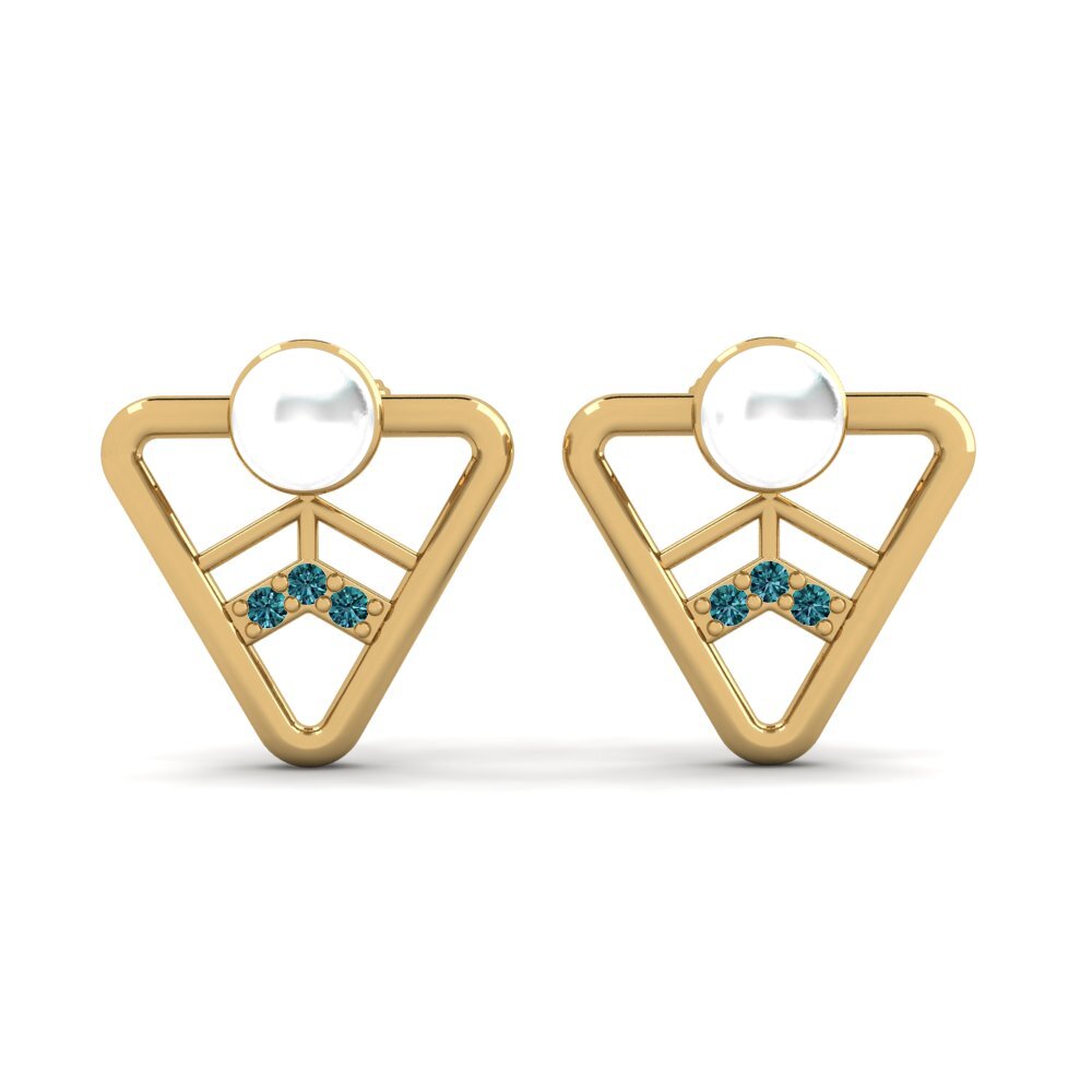 Gelbgold 750 Blauer Diamant Damen ohrring Fahlojinal