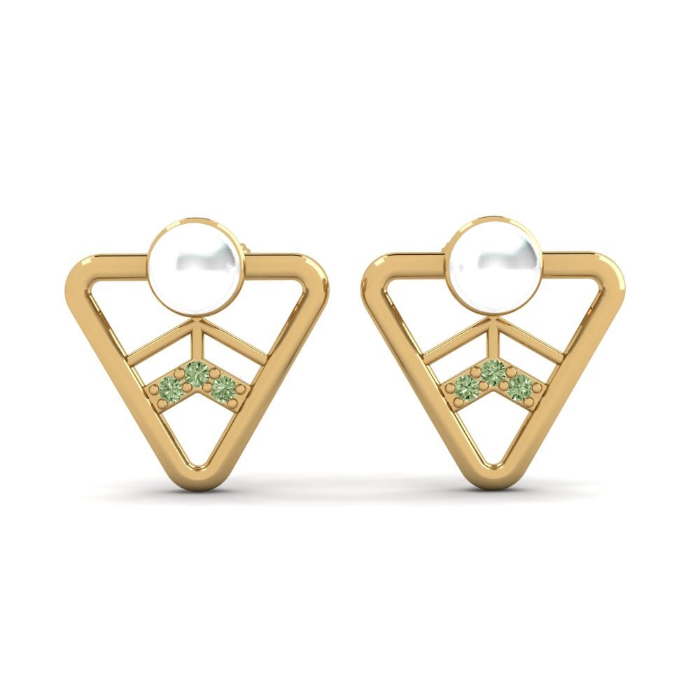 Gelbgold 375 Grüner Diamant Damen ohrring Fahlojinal