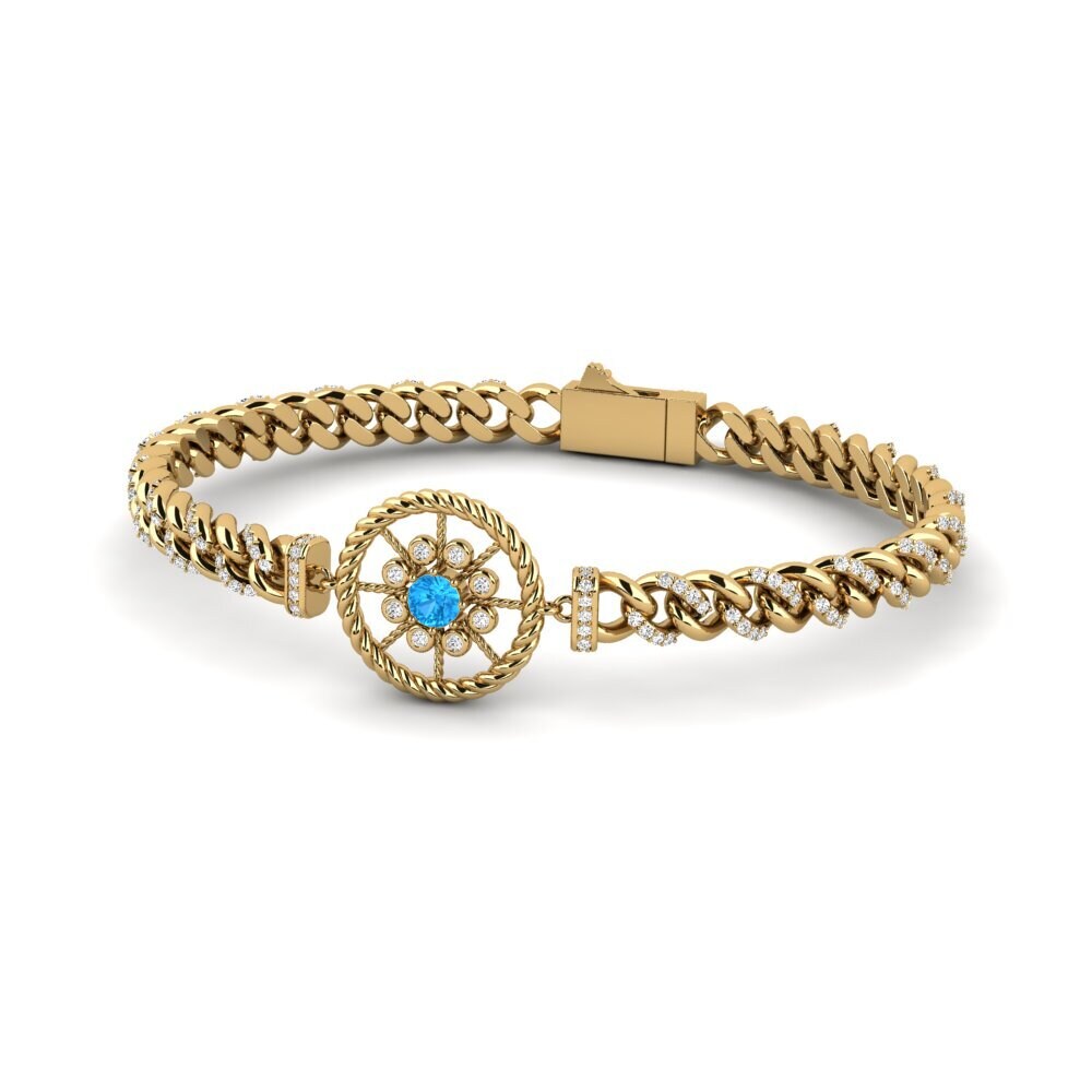 14k Oro Amarillo Topacio azul Pulsera de Mujer Carldis