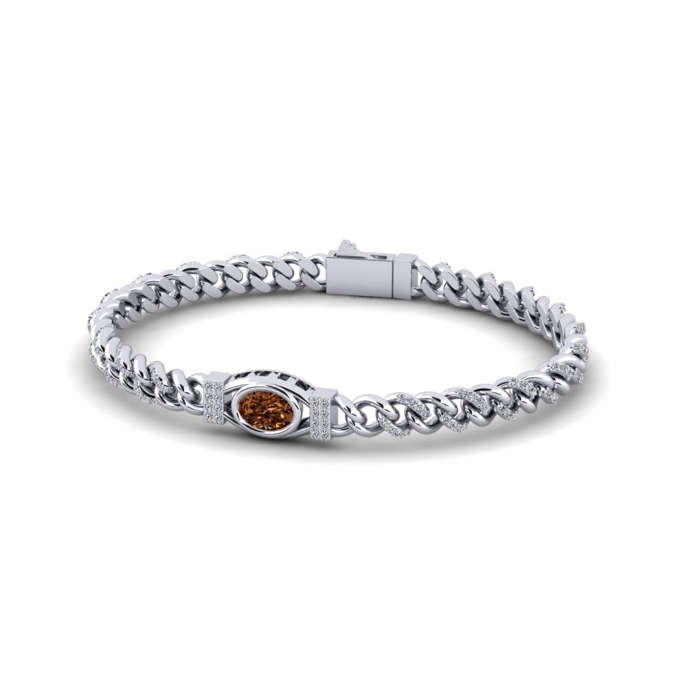 Ovalado Diamante marrón Pulsera Contalistion