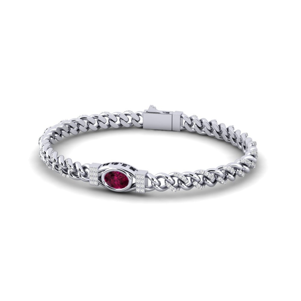 Ovalado Granate Rodolita Pulsera Contalistion