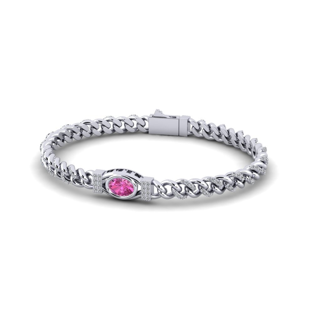 Oval Pink Topaz Women's Bracelet Contalistion