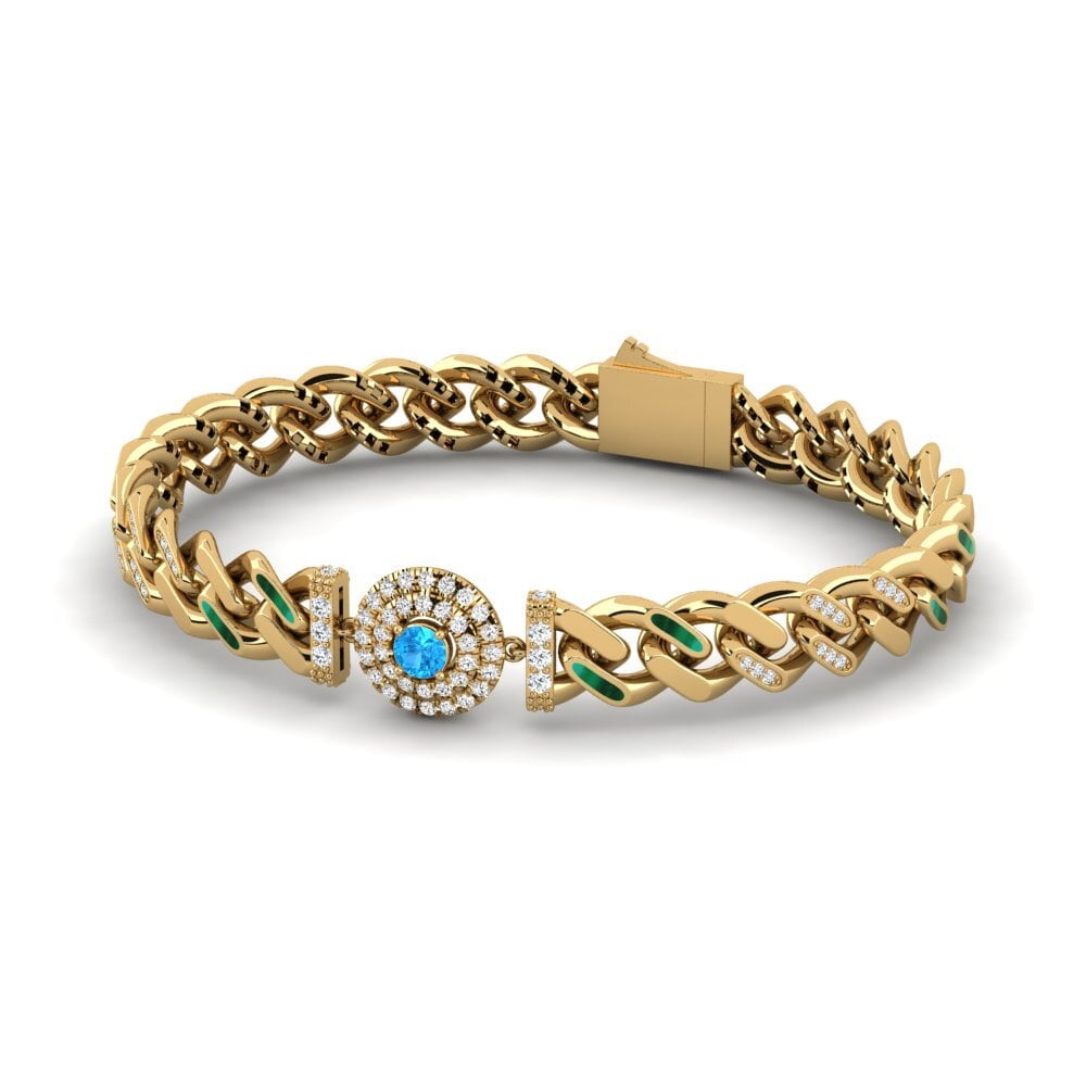 14k Oro Amarillo Topacio azul Pulsera de Mujer Enandisas
