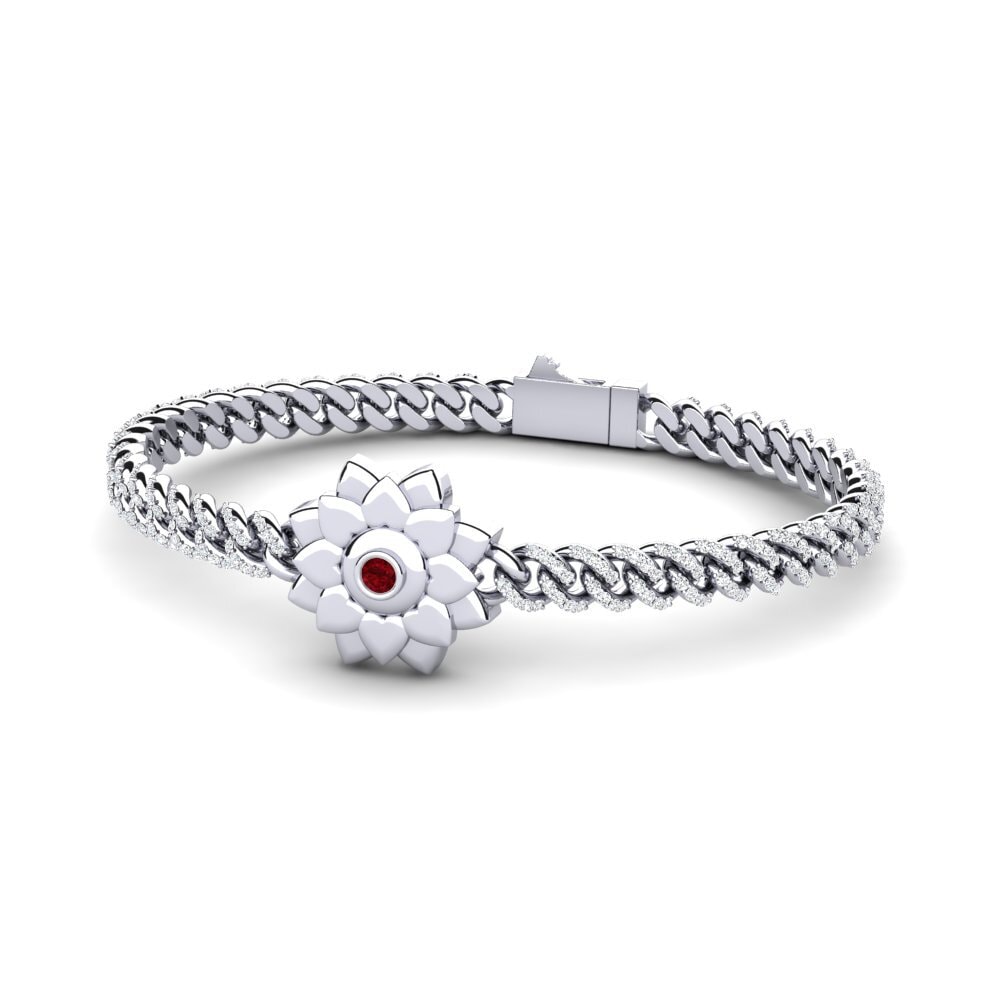 Broche Ruban En Argent 925 Avec Rubis De Labo - Fait Main, Pierres Cubiques Zircone, Neuf Sans Emballage