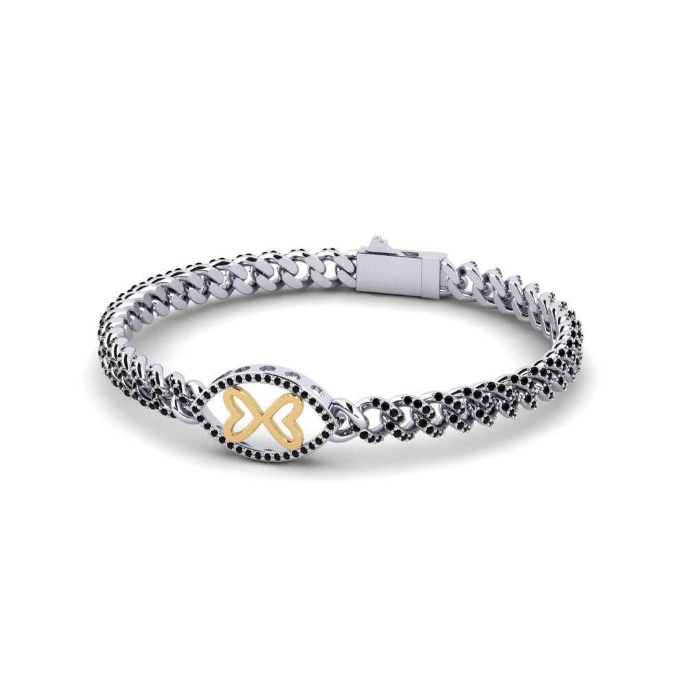 9ct White & Yellow Gold Black Diamond Women's Bracelet Glamers
