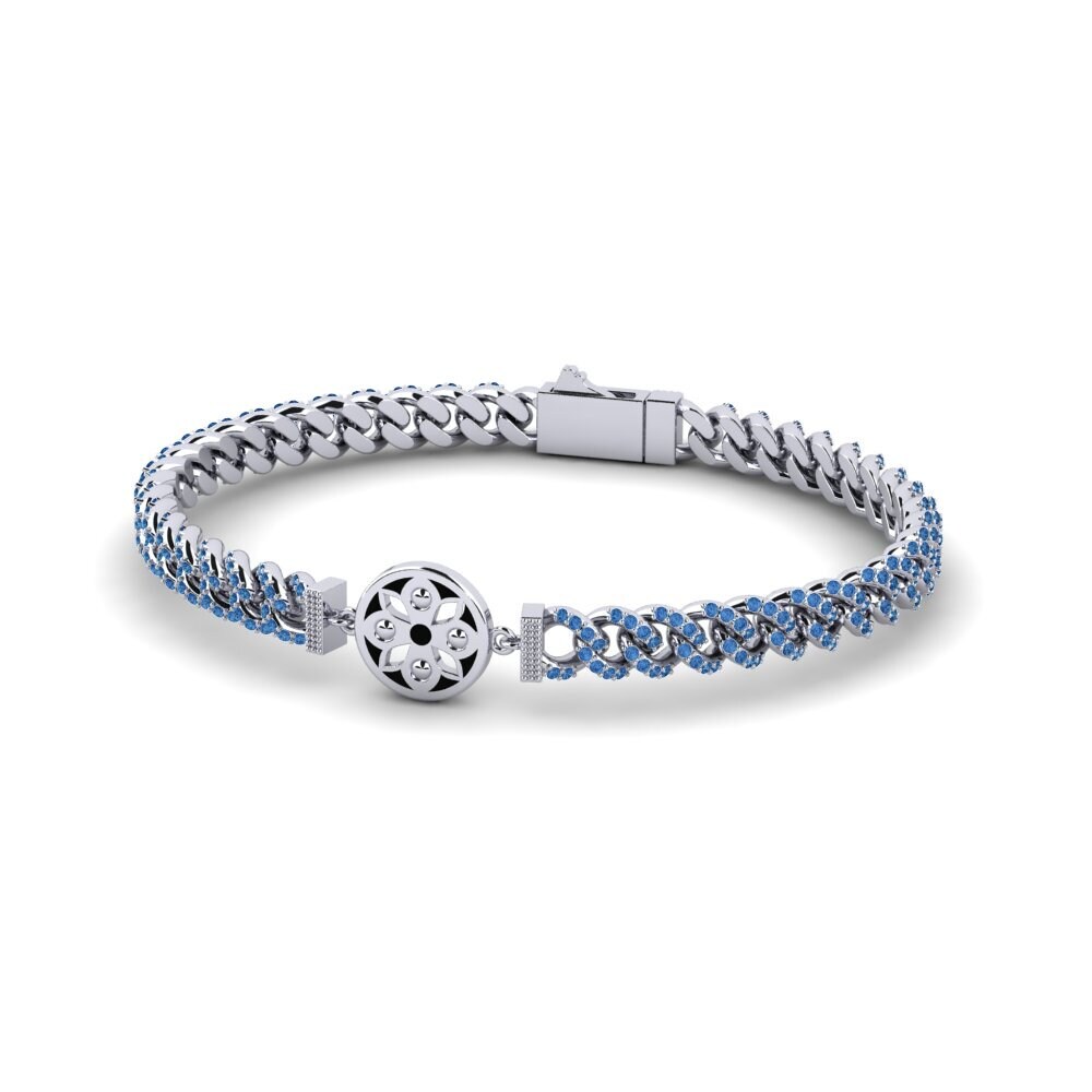 White Silver Dark Blue Zirconia Women's Bracelet Hapted