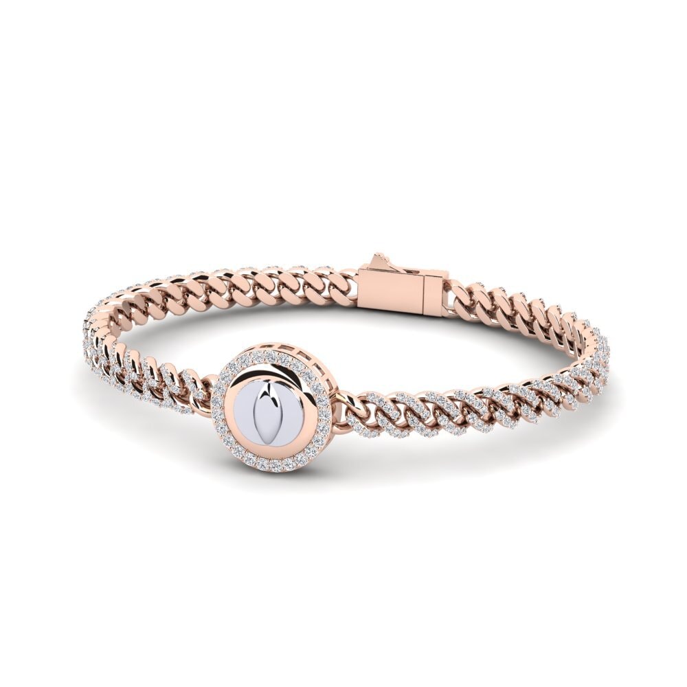 14ct Rose & White Gold Diamond Women's Bracelet Harpuldiff