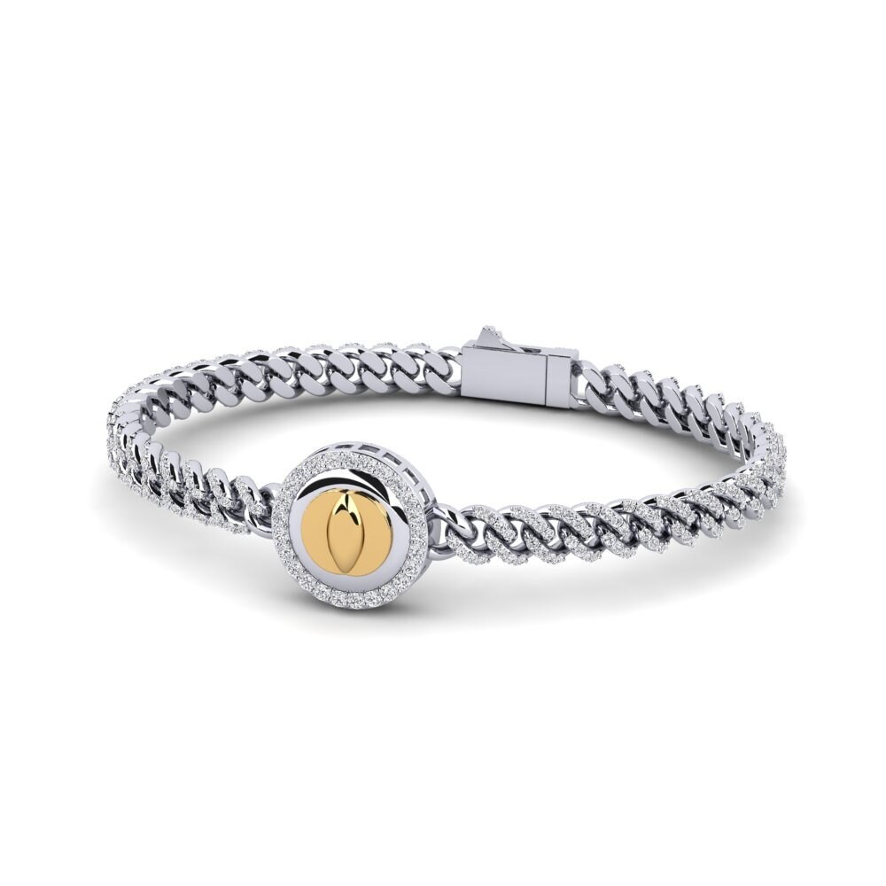 9ct White & Yellow Gold Diamond Women's Bracelet Harpuldiff