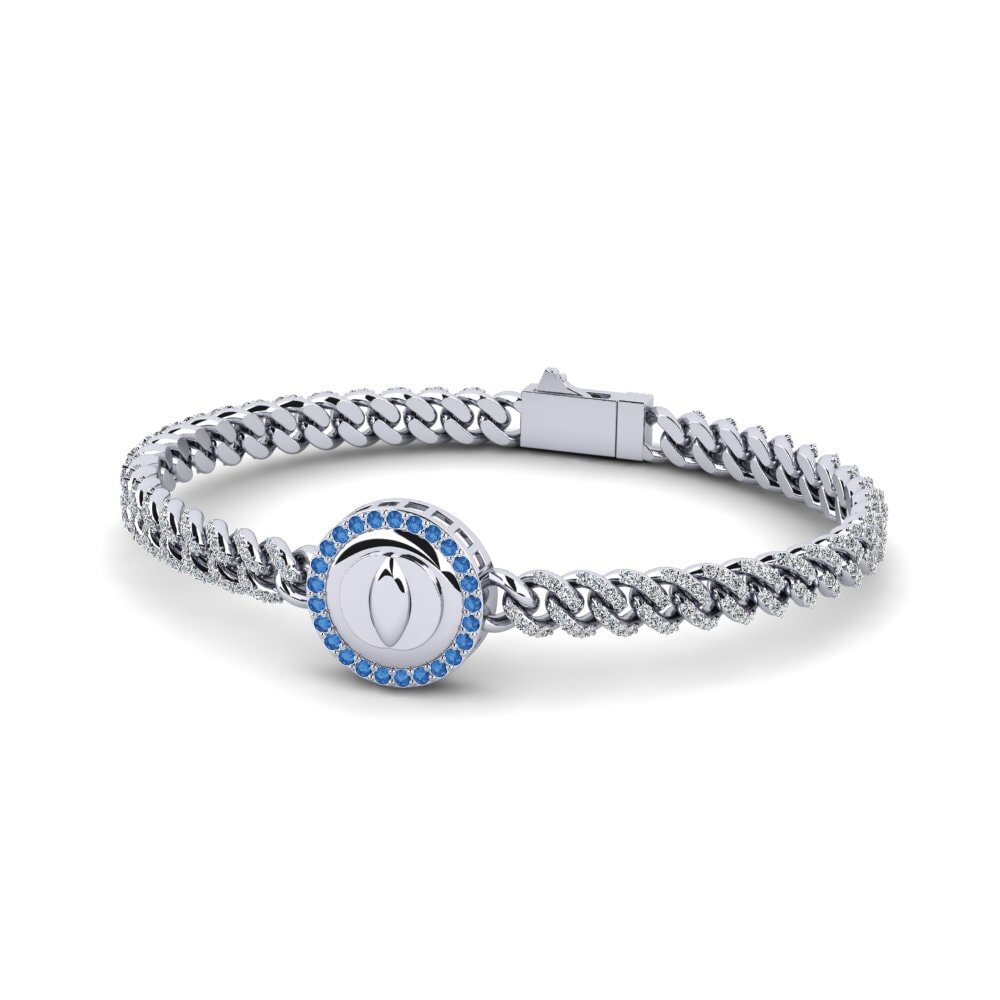 White Silver Dark Blue Zirconia Women's Bracelet Harpuldiff