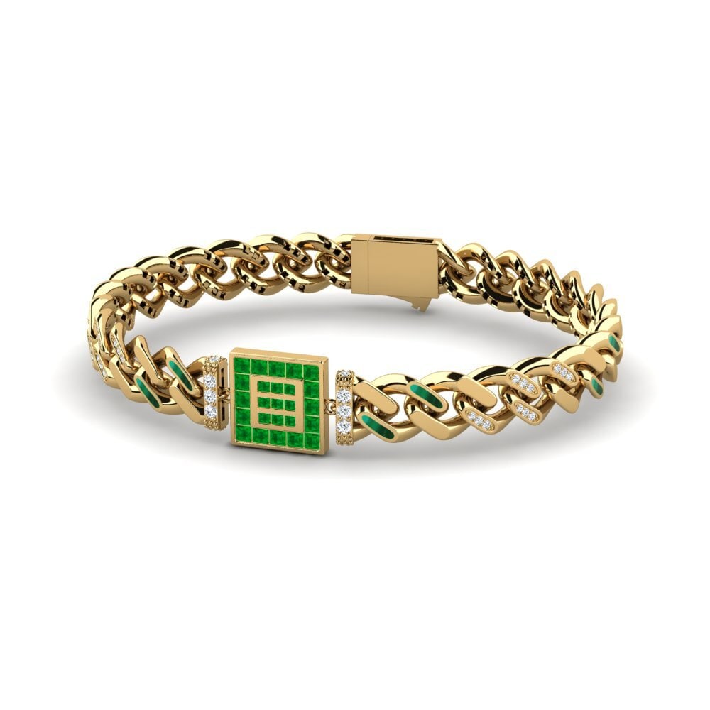 14k Oro Amarillo Esmeralda Pulsera de Mujer Mincop