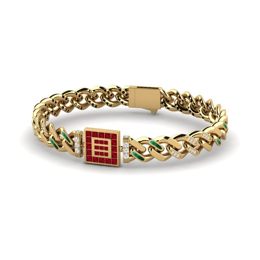 14k Oro Amarillo Circonita Roja Pulsera de Mujer Mincop