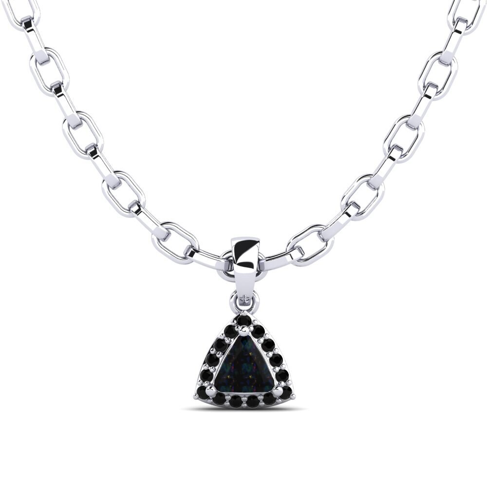 18ct White Gold Black Opal Men's Pendant Innard