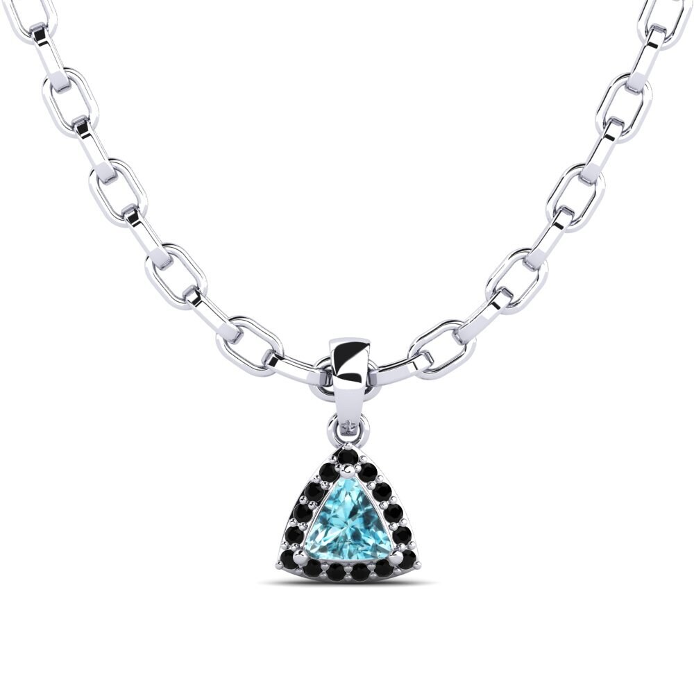 14ct White Gold Blue Zircon Men's Pendant Innard