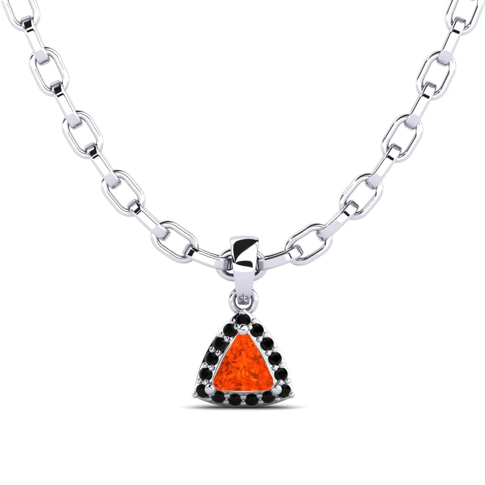 14ct White Gold Fire Opal Men's Pendant Innard