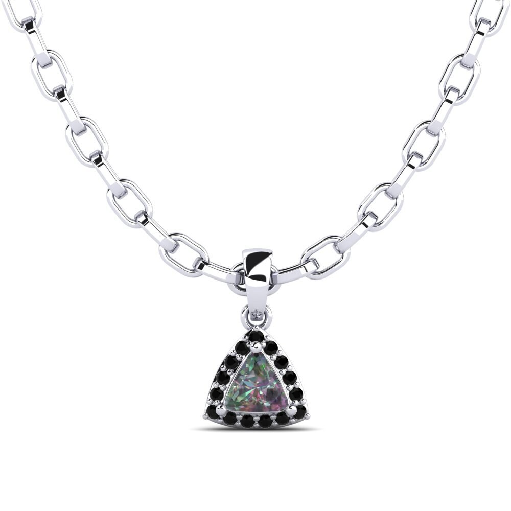 14ct White Gold Mystic Topaz Men's Pendant Innard