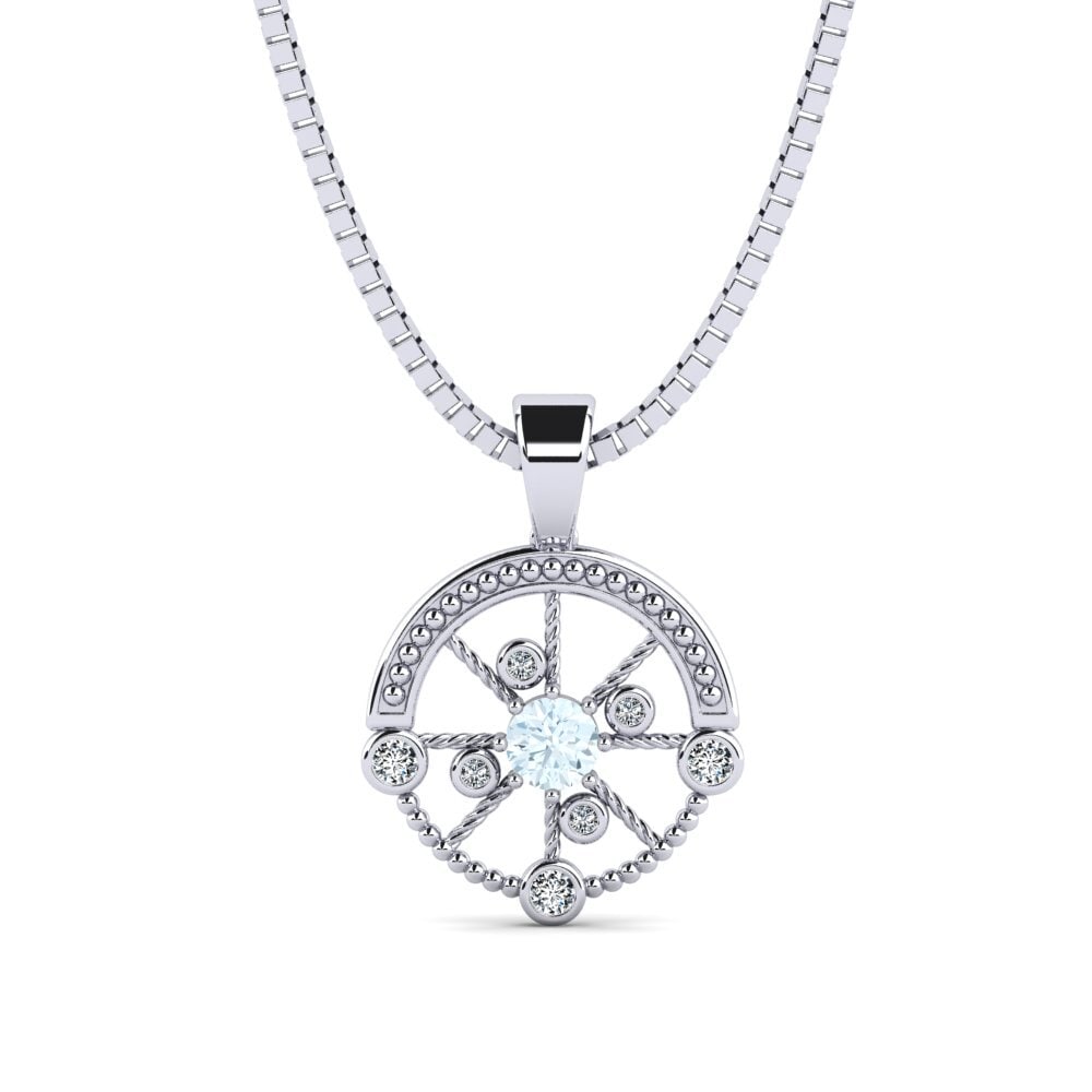 14ct White Gold Aquamarine Men's Pendant Oiliest