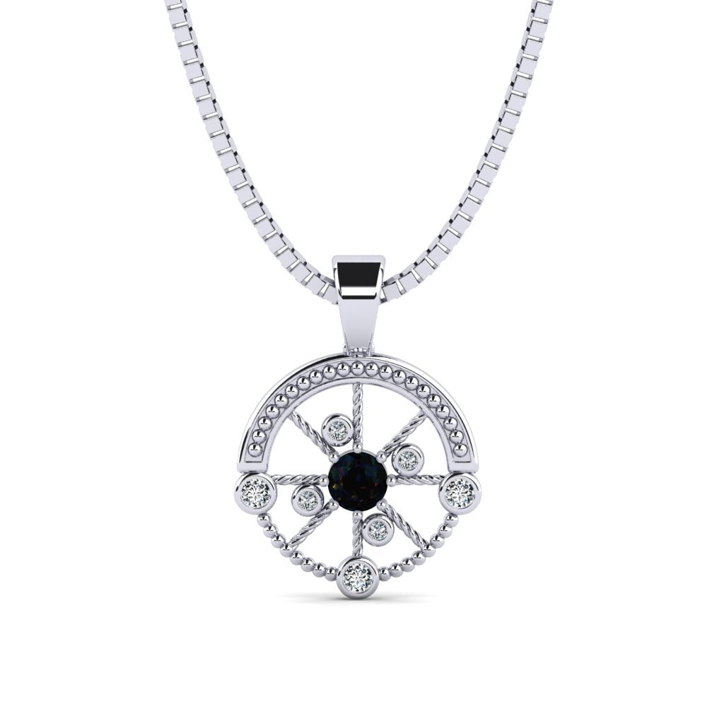 18ct White Gold Black Opal Men's Pendant Oiliest