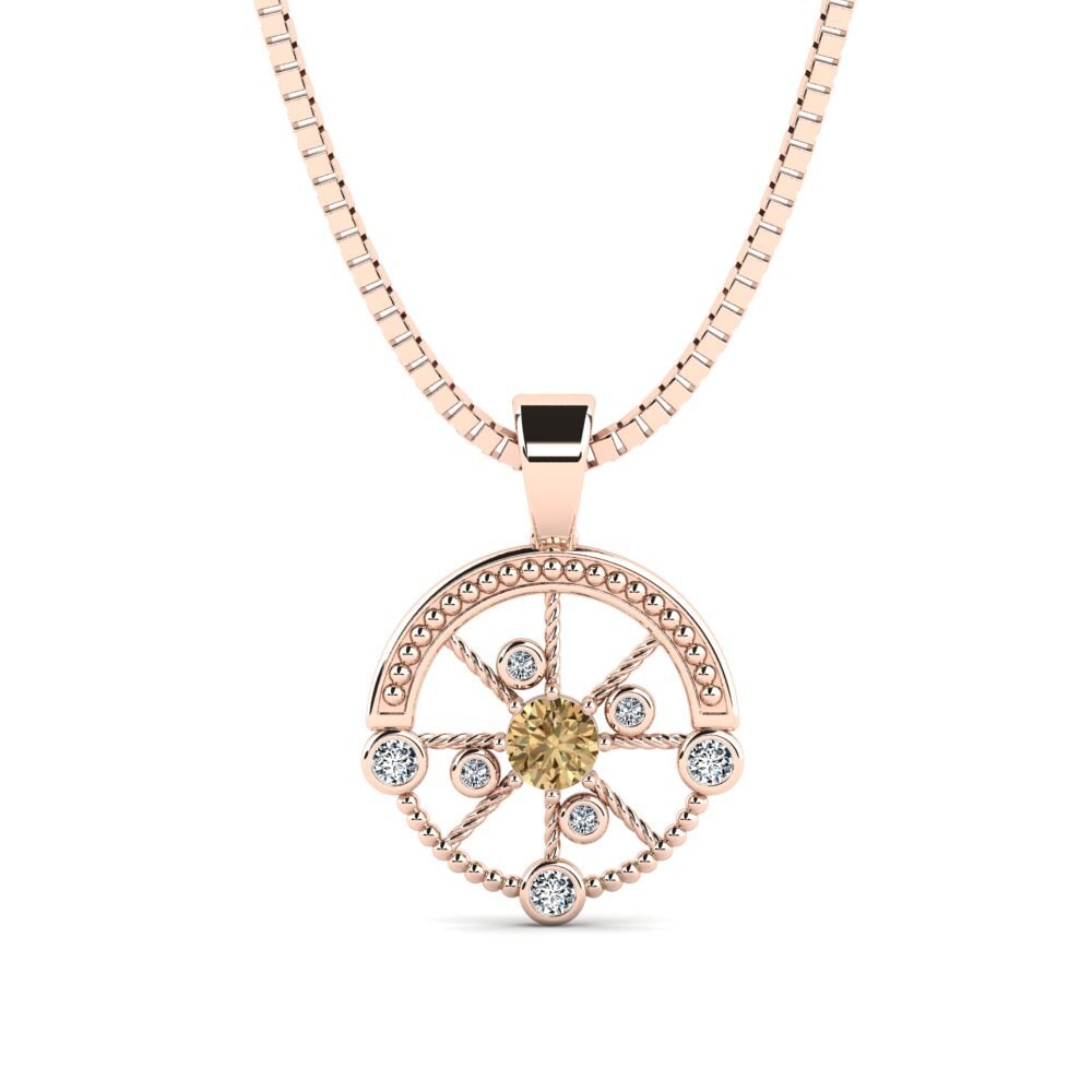 Rotgold 585 Brauner Diamant Herren-Anhänger Oiliest