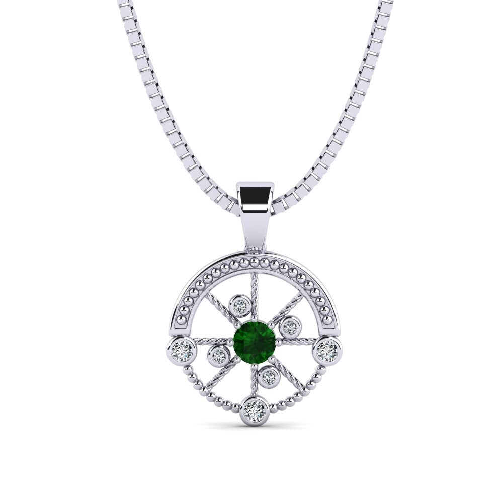 18ct White Gold Green Tourmaline Men's Pendant Oiliest