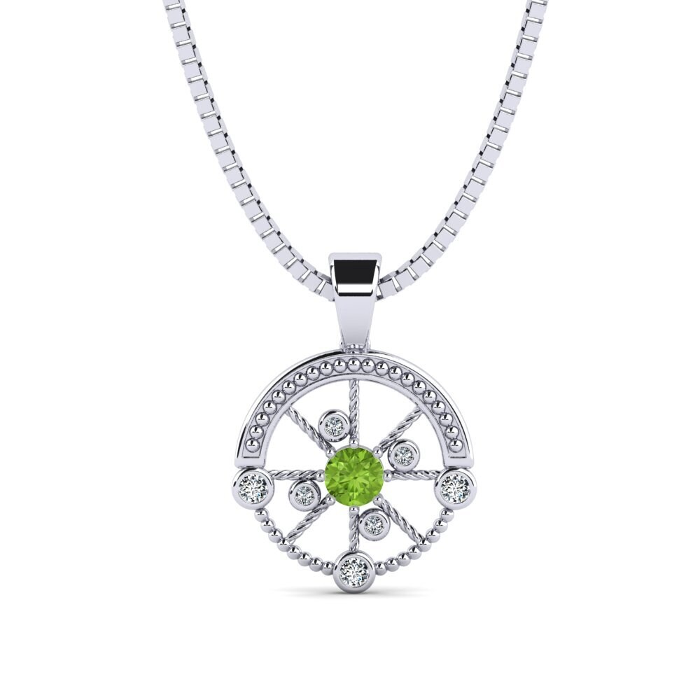 14ct White Gold Peridot Men's Pendant Oiliest
