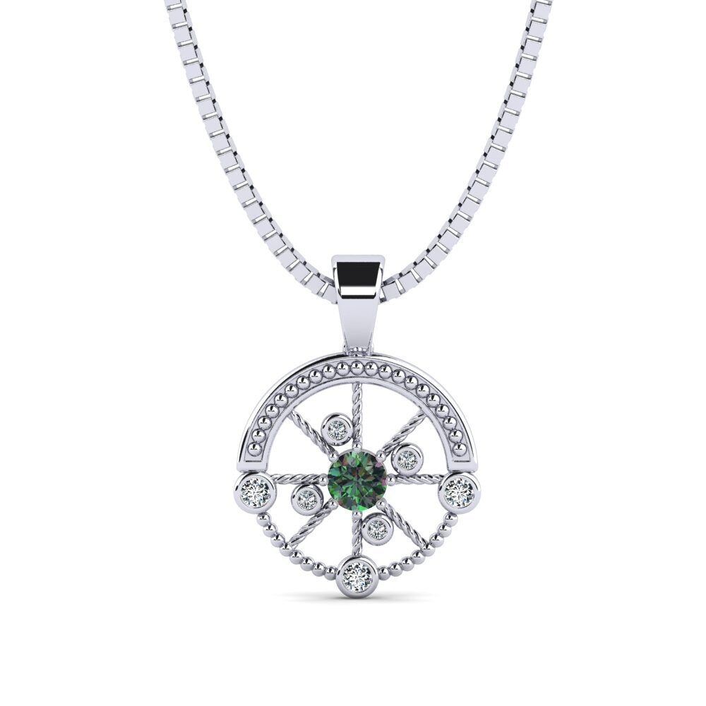 14ct White Gold Mystic Topaz Men's Pendant Oiliest