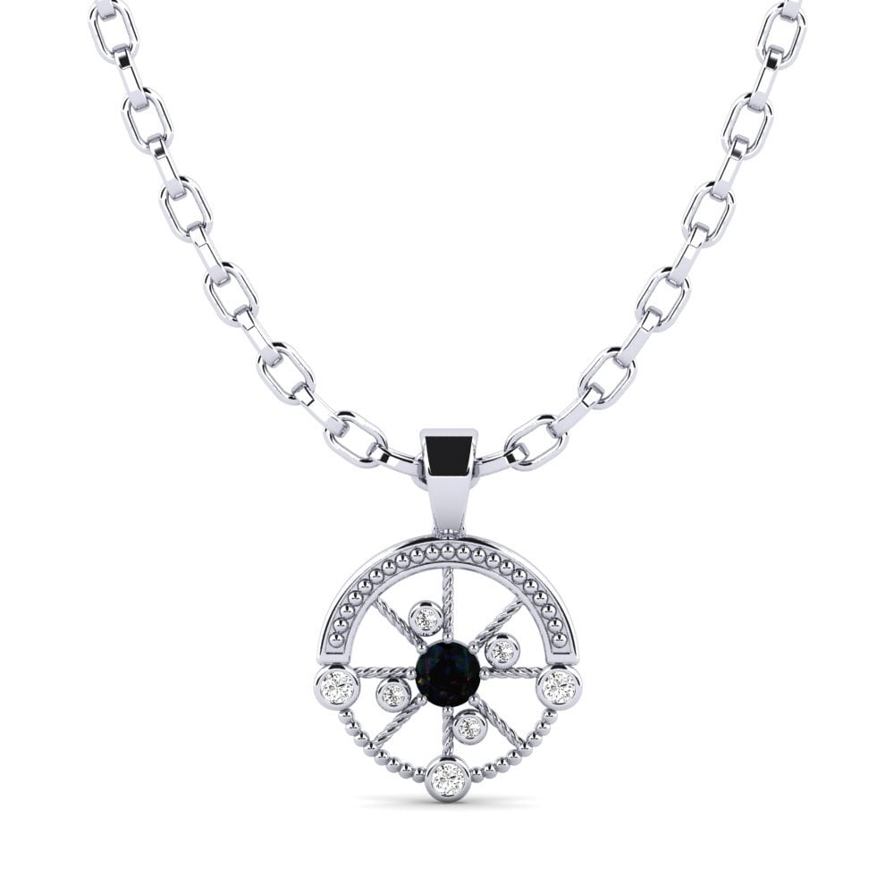 9ct White Gold Black Opal Men's Pendant Oiliest