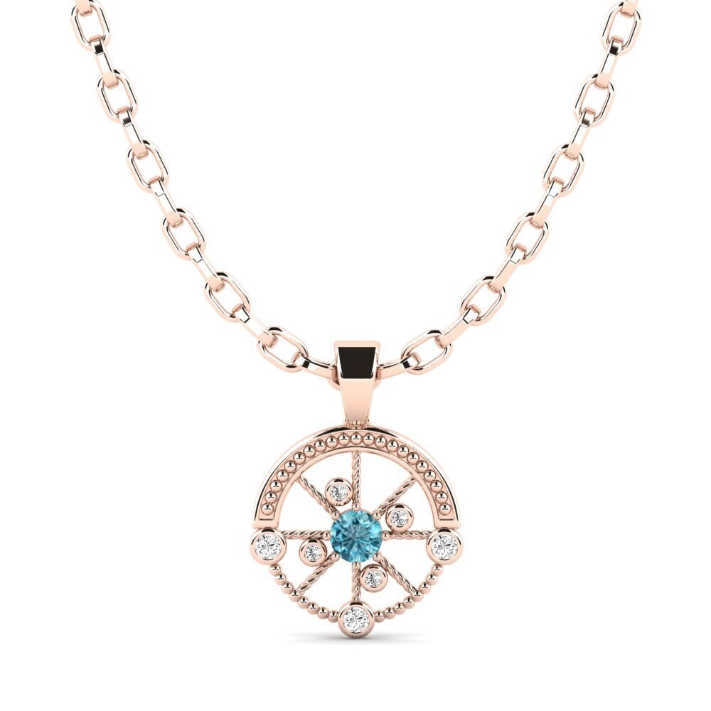 14ct Rose Gold Blue Zircon Men's Pendant Oiliest