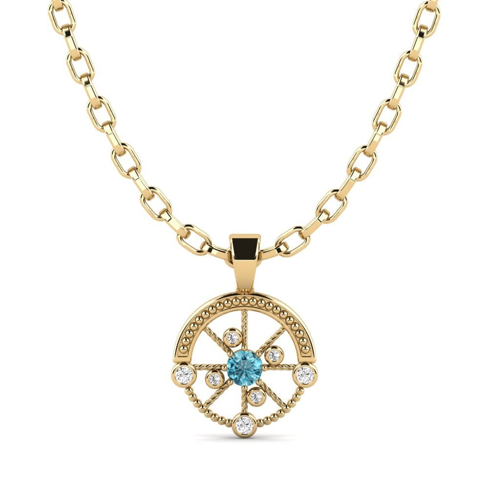 Round Blue Zircon Men's Pendant Oiliest
