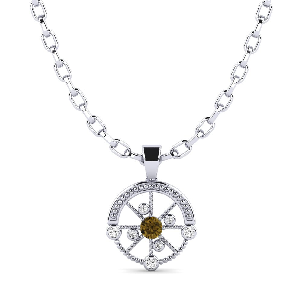 9ct White Gold Brown Zircon Men's Pendant Oiliest