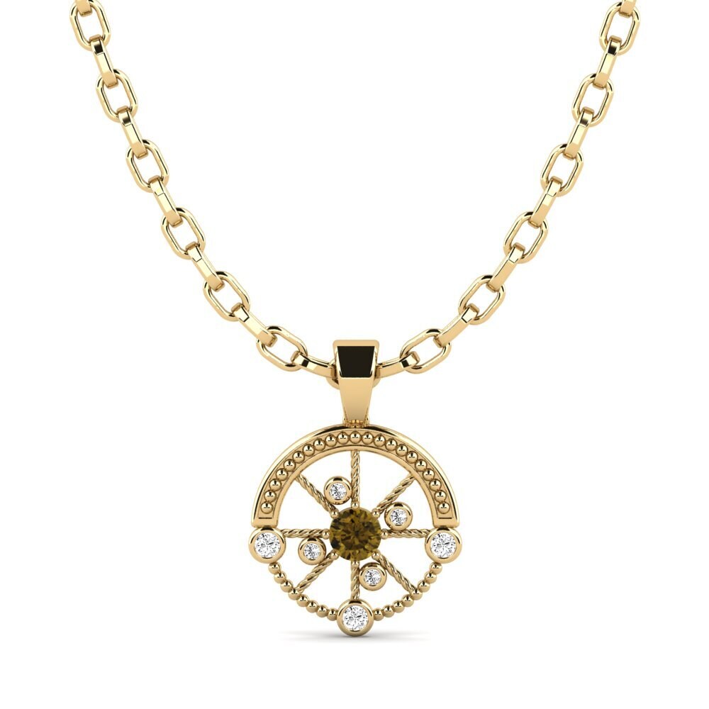 Round Brown Zircon Men's Pendant Oiliest
