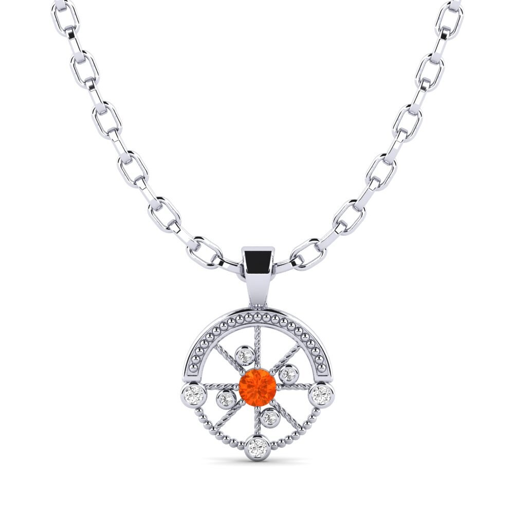 9ct White Gold Fire-Opal Men's Pendant Oiliest