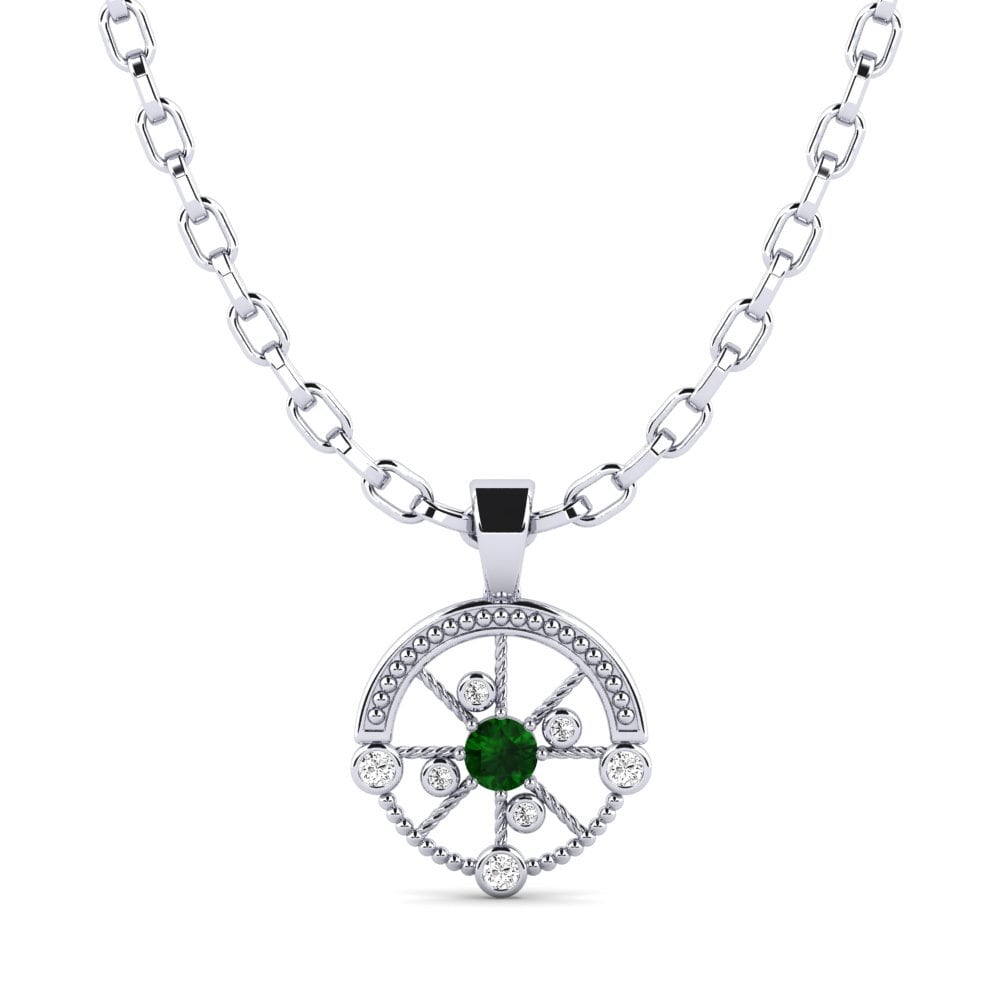 White Silver Green Tourmaline Men's Pendant Oiliest