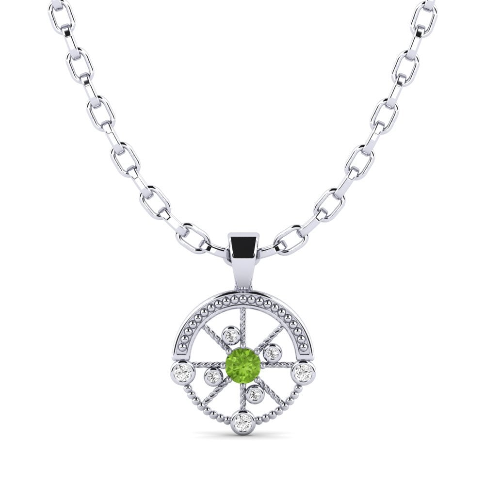 14ct White Gold Peridot Men's Pendant Oiliest