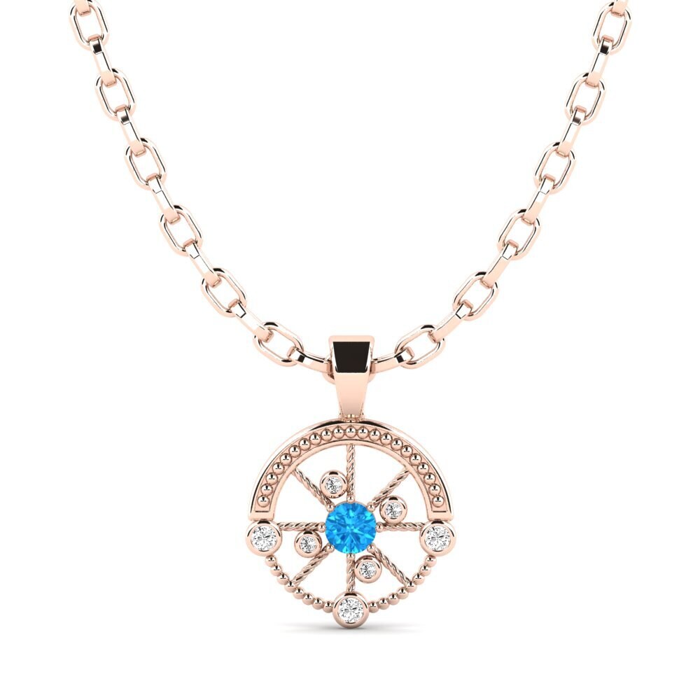 14ct Rose Gold Blue Topaz Men's Pendant Oiliest
