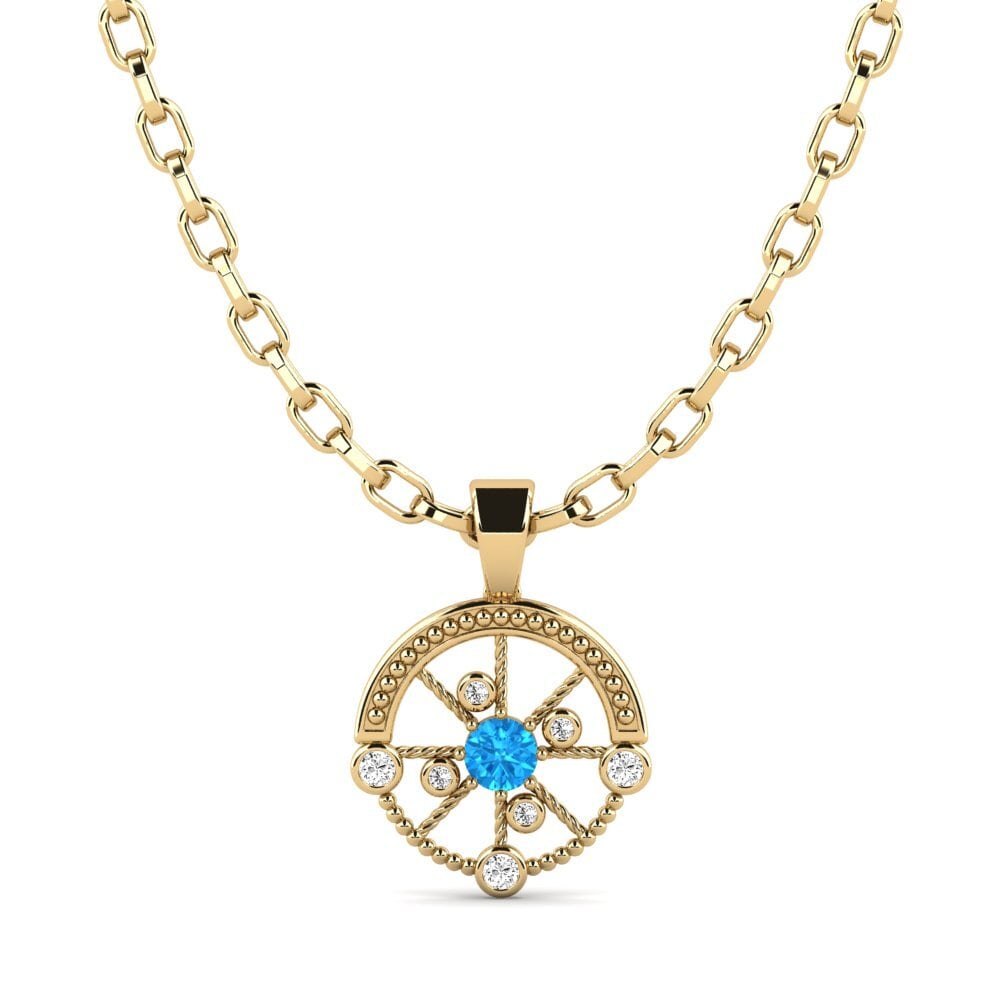 Round Blue Topaz Men's Pendant Oiliest