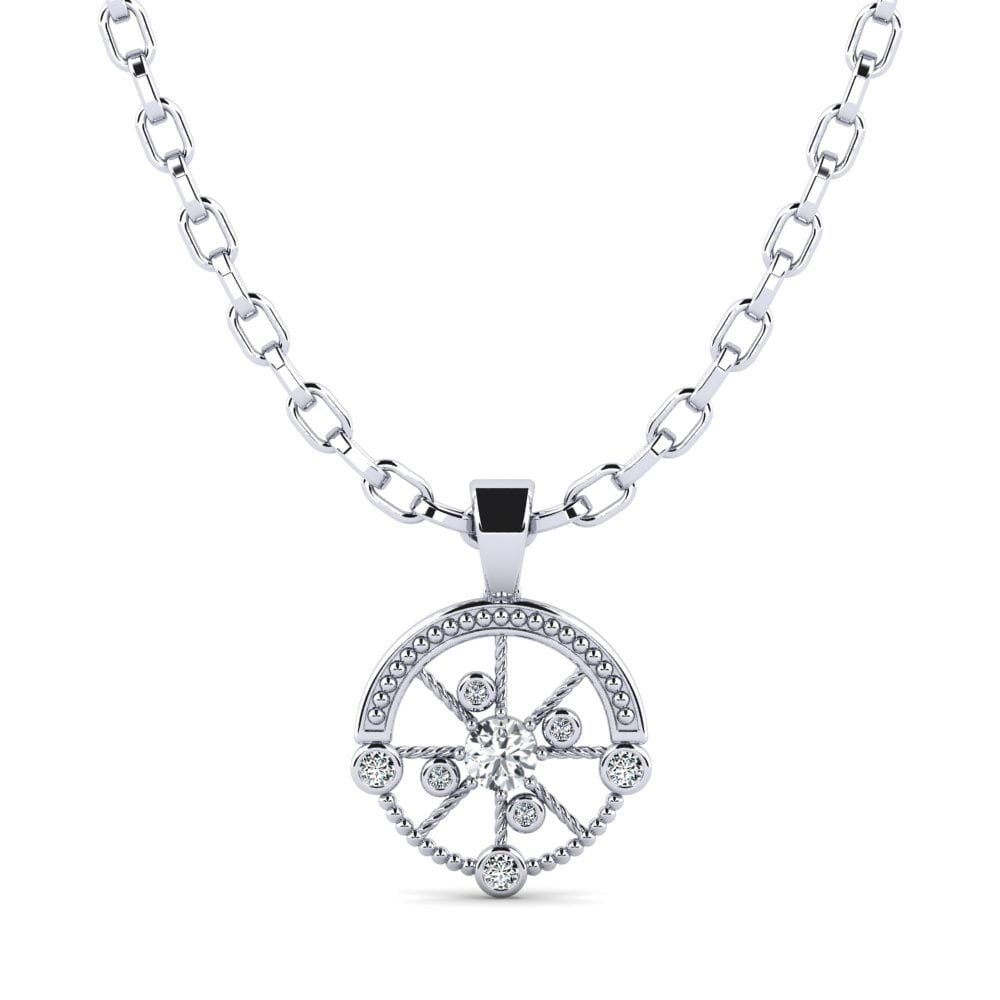 9ct White Gold White Zircon Men's Pendant Oiliest