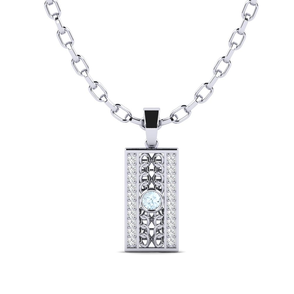 14ct White Gold Aquamarine Men's Pendant Shayne