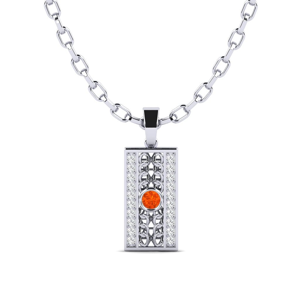 14ct White Gold Fire Opal Men's Pendant Shayne