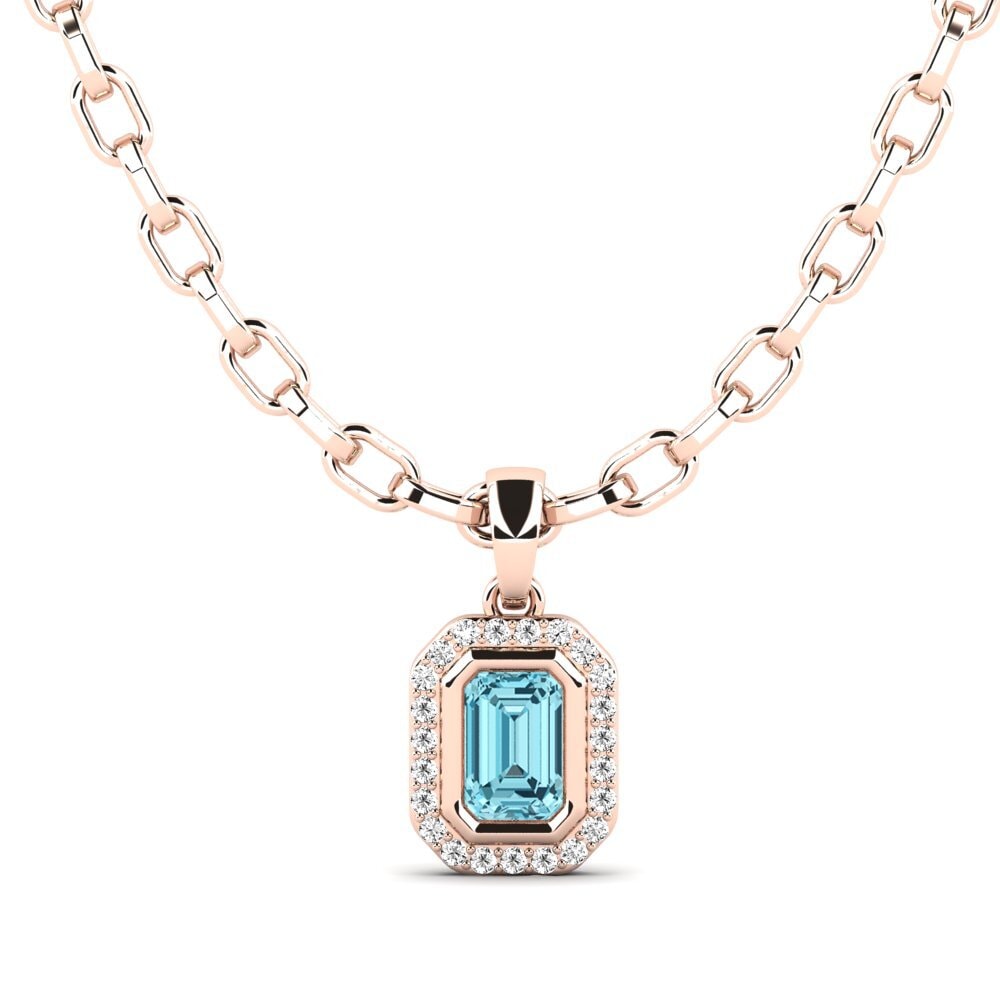 14ct Rose Gold Blue Zircon Men's Pendant Torm
