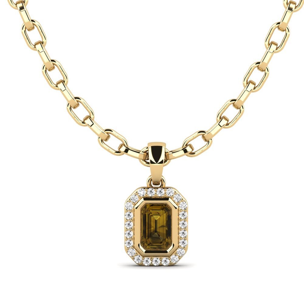 Or Jaune 585 Zircon Brun Pendentif pour homme Torm