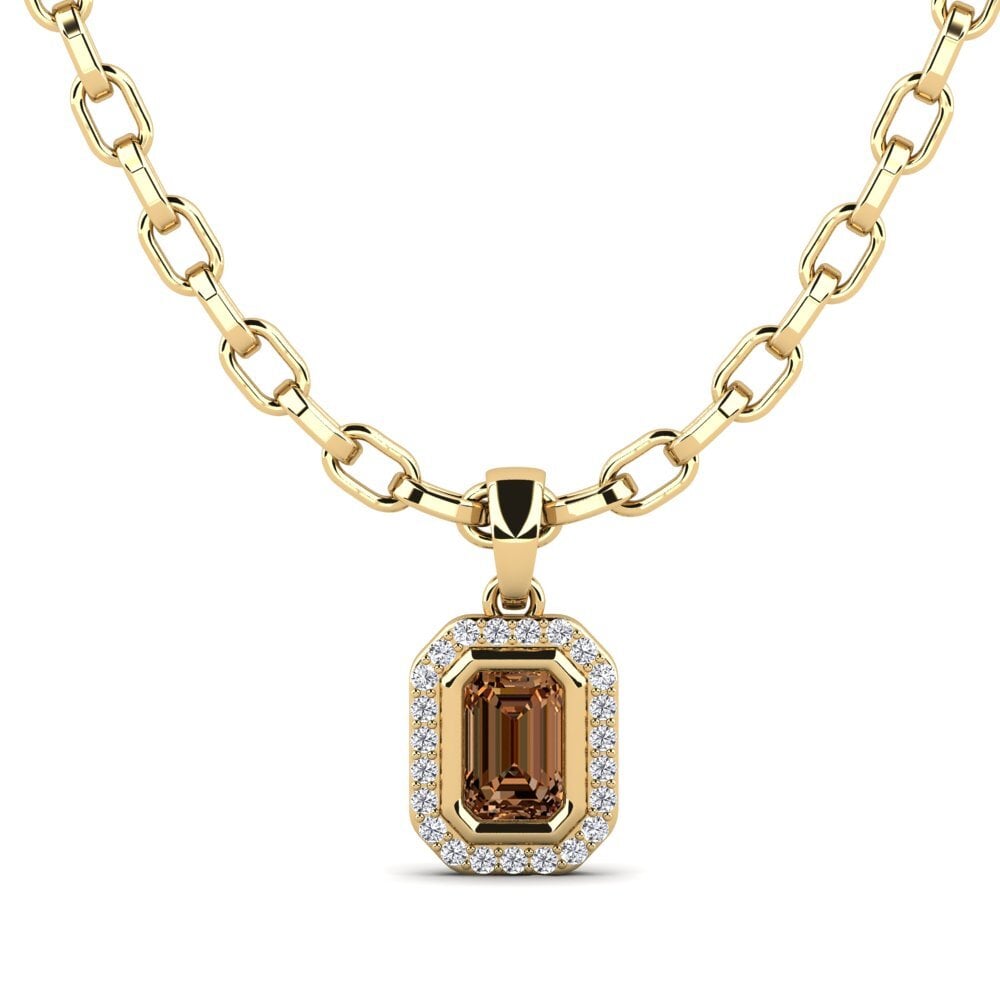 Or Jaune 585 Diamant Brun Pendentif pour homme Torm