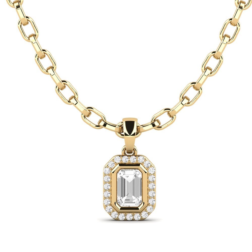 Or Jaune 585 Saphir Blanc Pendentif pour homme Torm