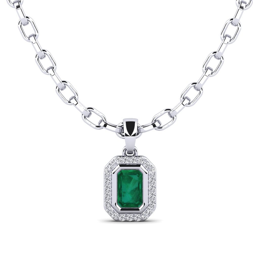 9ct White Gold Emerald Men's Pendant Torm