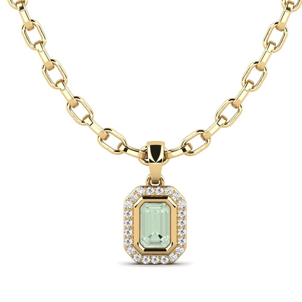 Or Jaune 585 Améthyste Verte Pendentif pour homme Torm