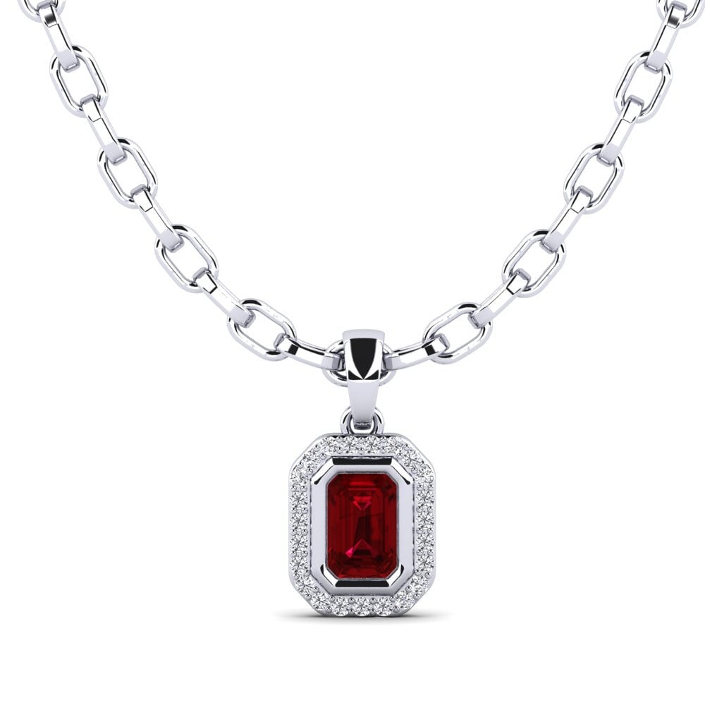 Emerald Cut Red Zirconia Men's Pendant Torm